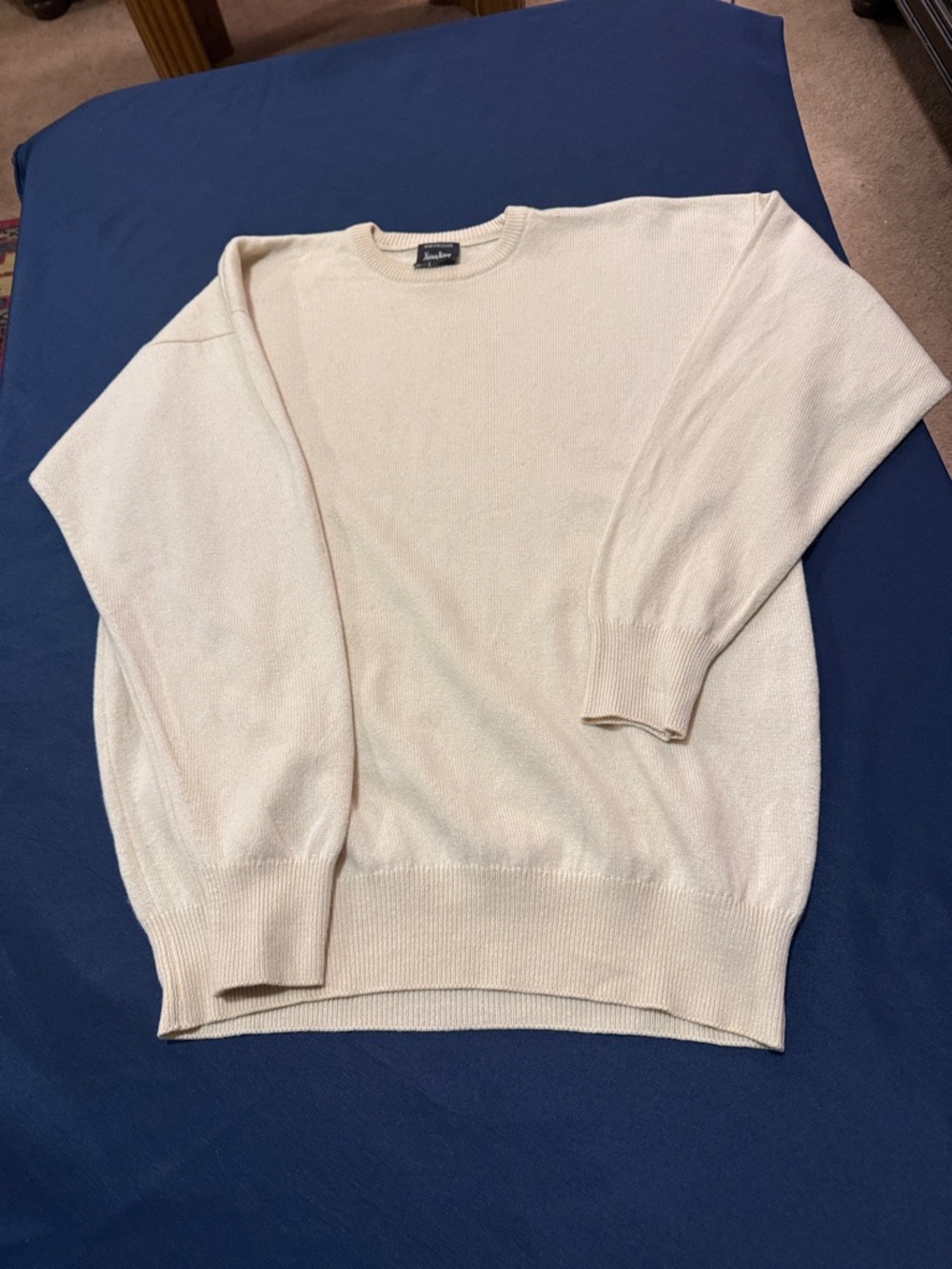 Neiman Marcus Men's Crewneck Sweater in Cream